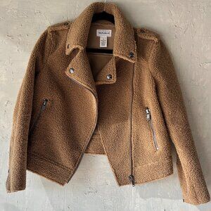 Trendy Moto Jacket - Brown Boucle